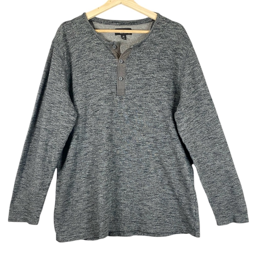 Nordstrom Men’s Shop Gray Long Sleeve Knit Cotton Pullover Henley Size XL